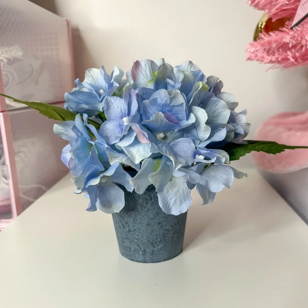 Blue Hydrangea Faux Floral Arrangement.